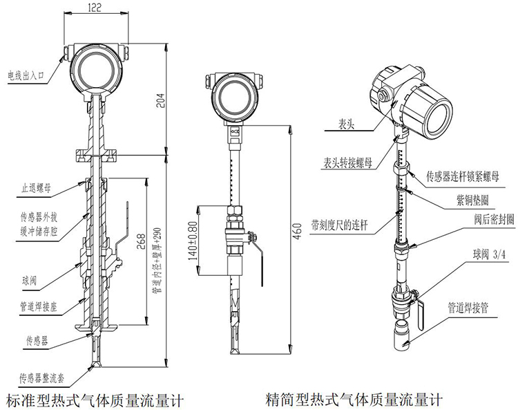 煙氣流量計(jì)插入式結(jié)構(gòu)尺寸圖