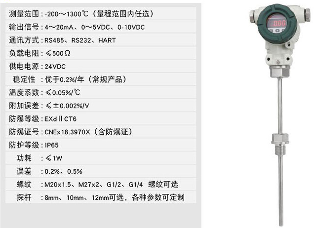 數(shù)顯溫度變送器技術(shù)參數(shù)對照表